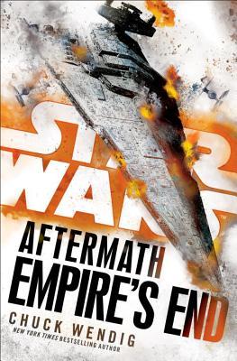 The cover of Empire's End, showing a smoking star destroyer falling to earth, where it appears to be about to crash.